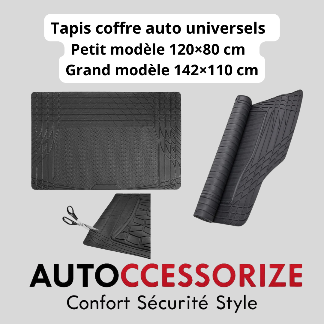 Tapis coffre auto universels – Petit modèle 120×80 cm & Grand modèle 142×110 cm